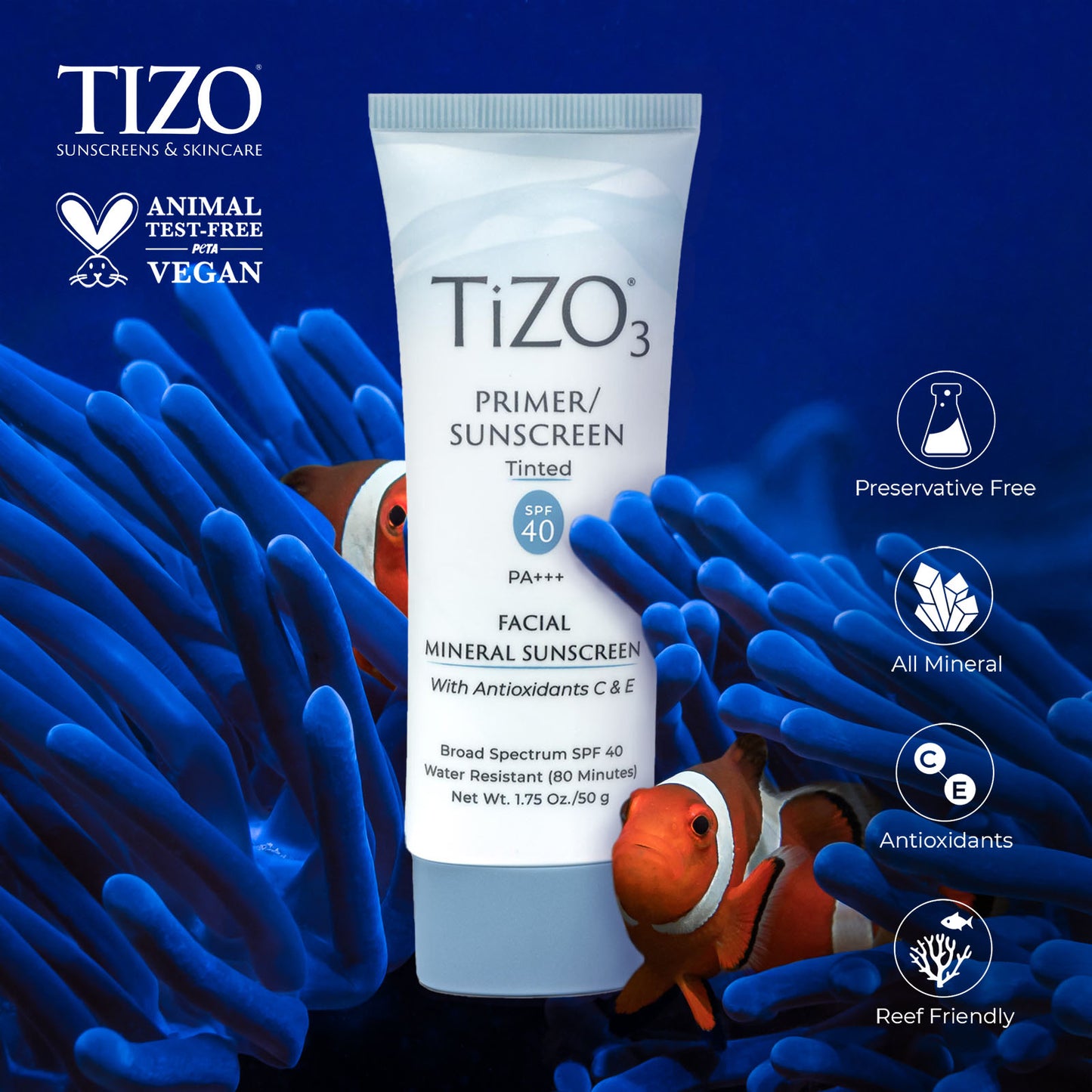 TiZO : TiZO3 Facial Primer Crème solaire teintée SPF 40