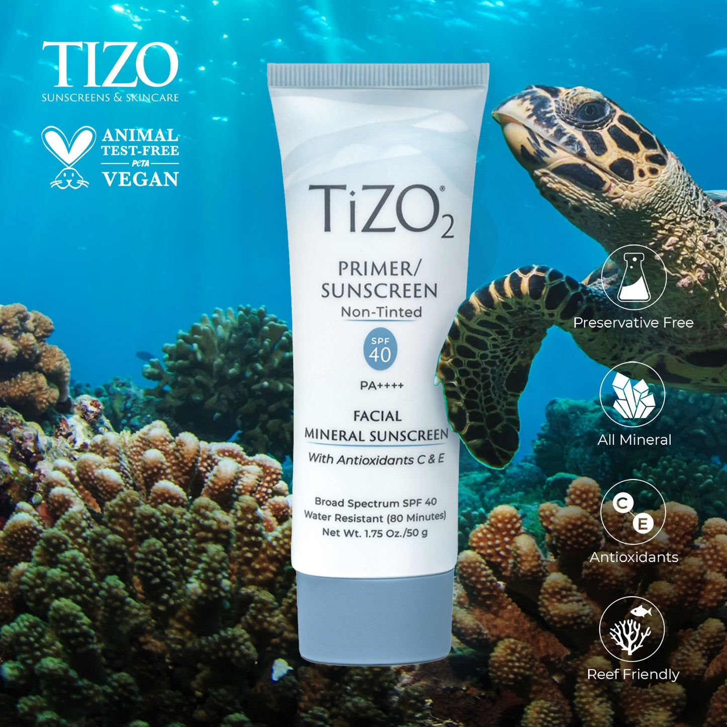 TiZO : TiZO2 Facial Primer Crème solaire non teintée FPS 40